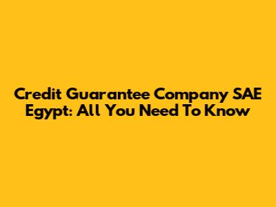 Credit Guarantee Company SAE Egypt: All You Need To Know